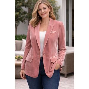 Pure Collection 12 silk blend (20) pale pink velvet lined long blazer w-large si
